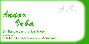 andor vrba business card